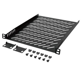 Tecmojo 0.5U Rack Mount Shelf for 10" width Server Rack, 10" Deep Vented Cantilever Tray, Metal Shelf for Network Cabinet, Server Enclosure, Enhanced Airflow, Black