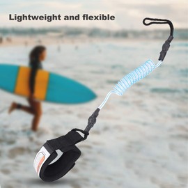 Nikou Surfboard SUP Leash, 5 mm Surf Safety Foot Rope Coiled Foot Rope with Foot Loop Velcro Surf Lead for Stand Up Paddle Board Surfboard