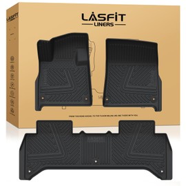LASFIT Floor Mats for Rivian R1T 2025, All Weather Floor Liner TPE Custom Fit Car Mats for Rivian R1T 1st & 2nd Row Rubber Mats, Black,Tasteless, Durable and Easy to Clean