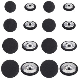 CABODYALS 100Pcs 4 Styles 1 Hole Black Fabric Cloth Covered Buttons with Metal Shank Buttons Vintage Flat Round Small Tuxedo Button Bulk for Sewing Making Suits Sweaters Clothes Dress Skirts