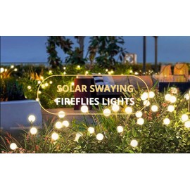 BAZAR UNICO Solar Firefly Lights, Upgraded Solar Firefly Lights Outdoor Waterproof, Solar Outdoor Lights, Solar Garden Decorative Lights Yard Patio Pathway Decoration (Yellow Lights, 10 LEDs)