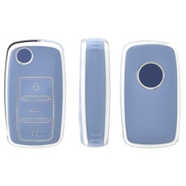 OFFCURVE Car Key Case - 3 Button Compatible with VW Volkswagen Polo, Golf 4/5/6, Multivan T5, Caddy, Jetta, Bora, Superb, Passat, Skoda Fabia, Seat Ibiza