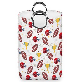 Collapsible Laundry Basket American Football Helmet,Laundry Hamper with Handle,Waterproof Foldable Dirty Cloth Toy Organizer for Laundry Room Living Room Bedroom Colleage Dorm