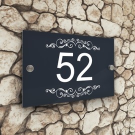 Badgemaster Modern Anthracite House Number Sign Plaque Stainless Steel Standoffs 20cm x 13cm Centered Number Ornaments