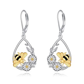 Hummingbird/Bee/Butterfly/Dragonfly Earrings for Women 925 Sterling Silver Daisy Hanging Earrings for Girls Bird Jewellery Gift, Sterling Silver