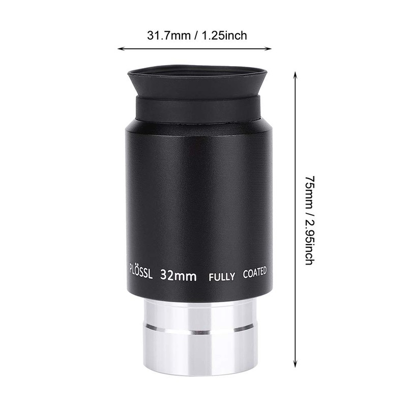 Yunir Black Plossl 32mm Telescope Eyepiece, Multi-Coated, 1.25" Filter Thread