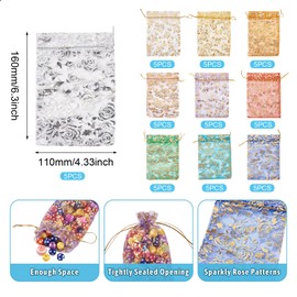 55 Pcs Small Organza Bags 4x6 inches Mesh Jewelry Gift Bags Christmas Favor Bags Party Candy Pouches Mini Drawstring Gift Bags for Birthday Candy Cosmetic Jewelry Pouches