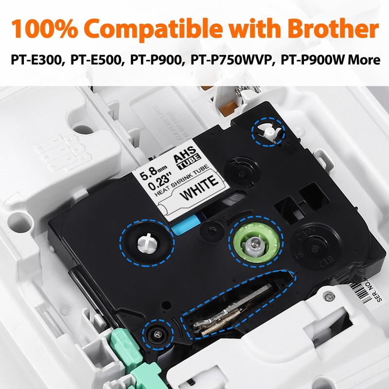 Label KINGDOM HSe-211 Heat Shrink Label Replacement for Brother P-Touch