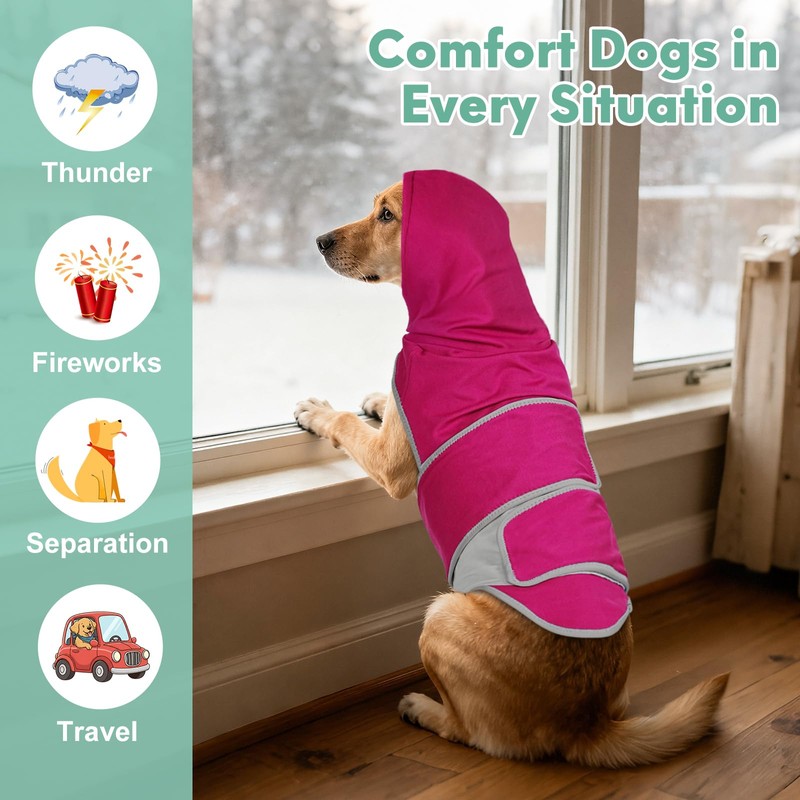 Dog Anxiety Shirt with Hood, Thunder Vest Noise-Reducing, Skin-Friendly Relief