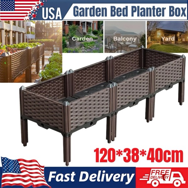 Unbranded Rectangle Raised Garden Bed Planter Box Flower Vegetables Planting
