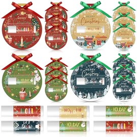 Lounsweer 12 Set Christmas Lip Balm Bulk Gifts Adult Christmas Party Favors Xmas Ball Style Lip Balm for Party Staff Coworker
