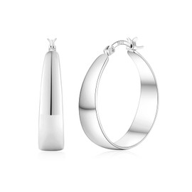ABPBA Sterling Silver Hoop Earrings, 8MM Wide Hypoallergenic Silver Hoop Earrings for Women, Lightweight Thick Chunky Hoops Earring for Women Jewelry Gifts 30/40/50/60MM