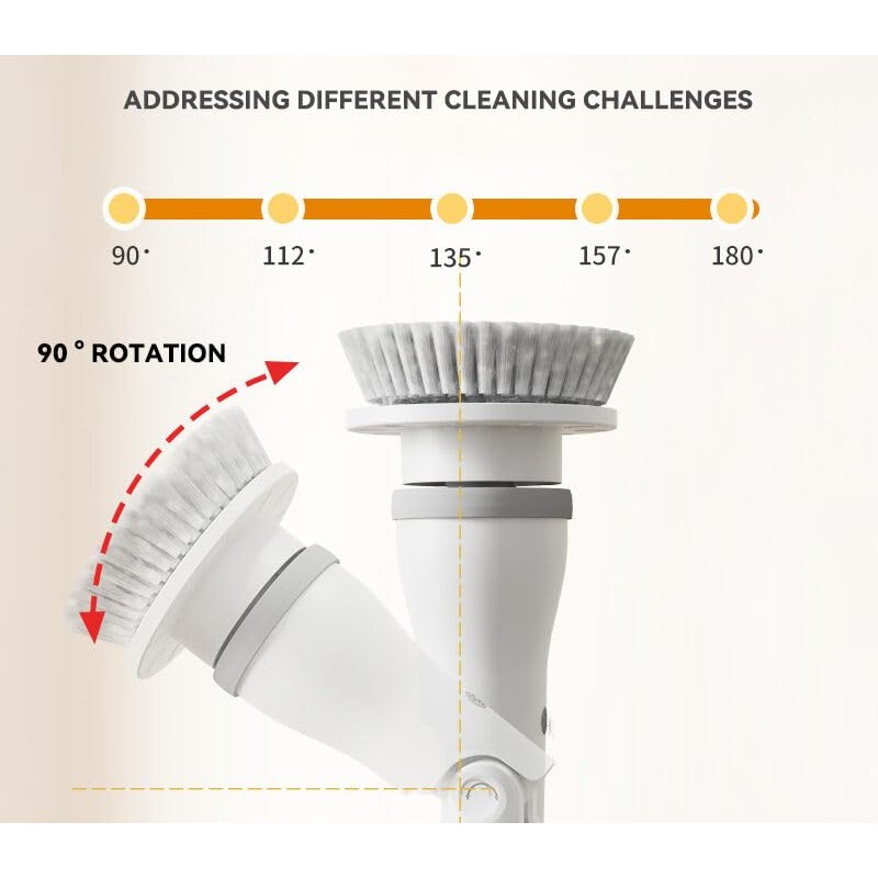 Greater Range Electric Spin Scrubber - Cordless Cleaning Head with