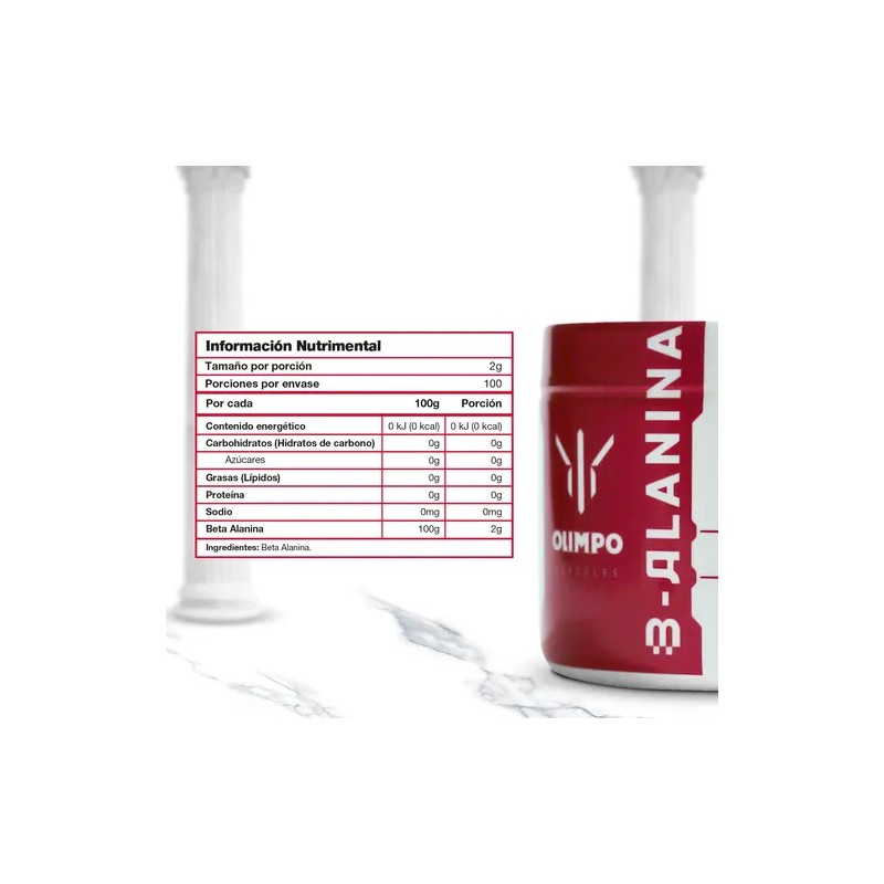 Beta Alanina Suplemento 200g, Hércules Sin Sabor, 100 Servs.
