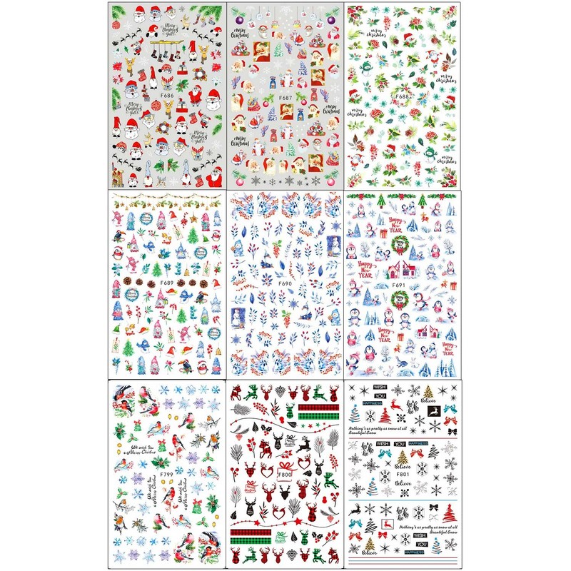 LANODO 9 Pcs 3D Stickers Nail Art Design Color Graffiti