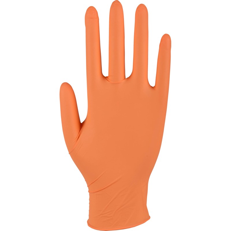 Examination gloves, ABENA Classic Sensitive, M, orange, nitrile, powder free