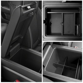 YOJOJOCO 2PCS Center Console Organizer Compatible with Honda 2023-2025 2026 Pilot ＆ 2024-2026 Ridgeline ＆ 2024-2026 Passport Accessories Hidden Storage Box Insert Tray