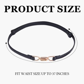 Voittozege Women Skinny Leather Belt Adjustable Thin Waist Belt with Buckle Belt for Dress