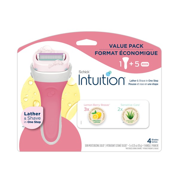 Intuition Schick Razor for Women, 5 Refill Value Pack, Island Berry & Sensitive, Island Berry, 1 Count