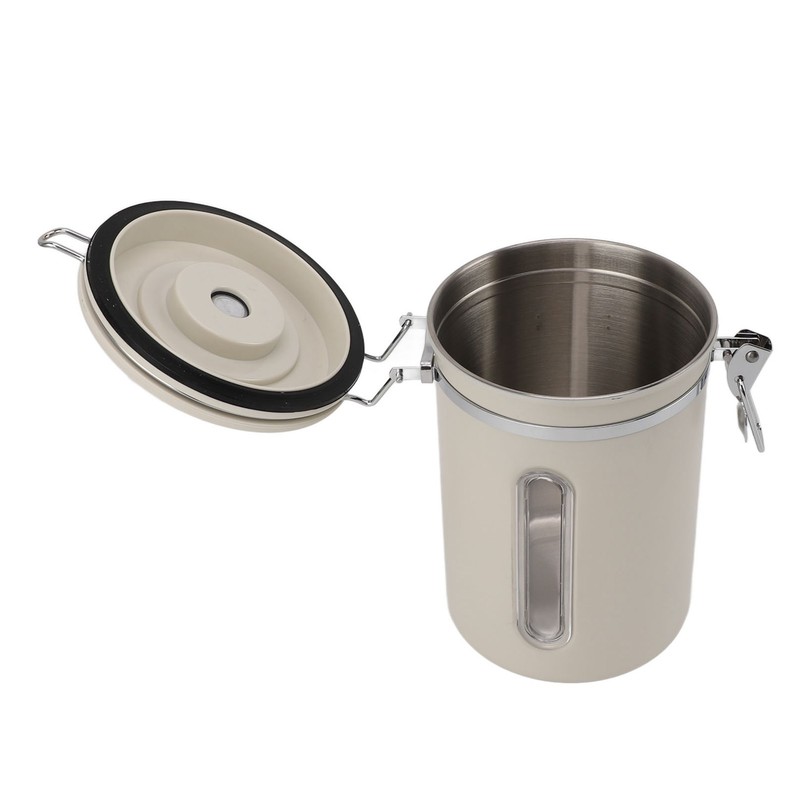 Coffee Canister 1800ml 304 Stainless Steel Window Design One Way
