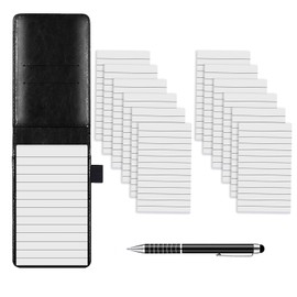 ZMCYN 14Pcs Mini Pocket Notepad Holder Set, Small Leather Pocket Notebook with 1 Metal Pen, 12 Pack 3 x 5 Inch Memo Book Refills with 50 Lined Sheets for School Office