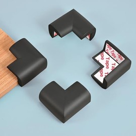 Paquete de 12 protectores de esquina suaves para bebés, protectores de bordes y esquinas, protectores de seguridad presellados para muebles, para chimenea, mesa, escalera, clóset (negro)
