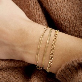 Margelife Dainty Gold Bracelet and Necklace Set – 18K Gold-Plated Jewelry, 5-Piece Elegant Gift Pack for Women