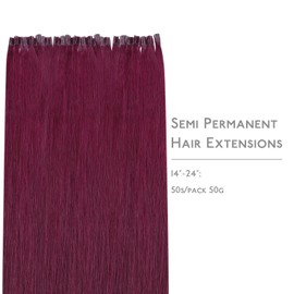 Wennalife U Tip Hair Extensions Real Human Hair, Light Burgundy 50g 22Inch 50 Strands Hot Fusion Keratin Hair Extensions, Straight