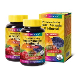Holidays Multivitamin & Mineral for Women 90 tablets, 2 bottles (6 month supply) / 홀리데이즈 멀티비타민&미네랄 포우먼 90정 2병 (6개월분)