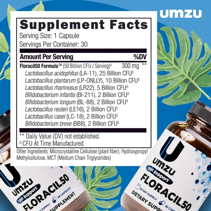 UMZU Floracil50 Probiotic Supplement 30 Day Supply – 50 Billion