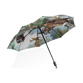 ISAOA Automatic Travel Umbrella, Compact, Foldable, Fashionable, Cute, Stylish, Windproof, Ultralight, UV Protection, Umbrella for Women, Men and Children, black
