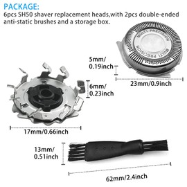 6Pcs Shaver Replacement Heads,Shaver Head Replacement Blades with Pointed Blade, with 2Pcs Cleaning Brushes and Storage Box