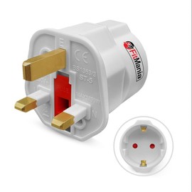 European to UK Plug Adaptor Pack of 1 White - EU to UK Plug Adapter EU Travel Adapter for Electronic Devices - Euro Schuko Type C to G 2 Pin to 3 Pin Adapter Plug UK