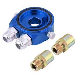 Kit de enfriador de aceite, M20 x 1.5 Adaptador universal de placa de emparedado de enfriador de filtro de aceite de aleación de aluminio 1/8 NPT Kit de enfriador de aceite(Azul)