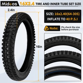 16x2.4 Bike Tire Replacement for Razor MX650 MX500 SX500 Mcgrath Front Tire