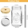 Icesip 32oz Glass Mason Cup with Bamboo Lids, 2Pack Wide