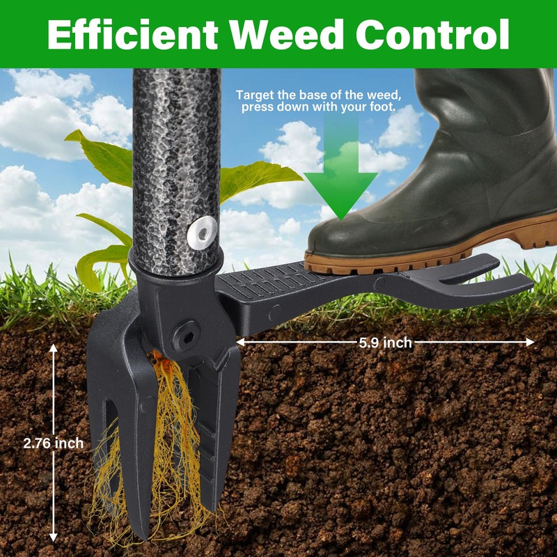 LLARGUEST Weed Puller Tool, 61" Stand Up Heavy Duty Gardening