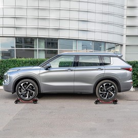 Heavy Duty Car Dolly Set of 4, 6000 Lbs Capacity Wheel Dollies for Moving Cars, Trucks, Trailers, and Motorcycles, Steel Tire Skates with 360° Rotational Wheels, Red