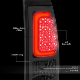 D SOLUTIONS Tail Lights Assembly Compatible with 1999-2003 Chevy Silverado GMC Sierra 1500 2500 1500HD 2500HD 3500, 3D LED C-Tube, Chrome Housing Smoked Lens, GM2801135 GM2800135