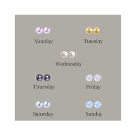 7 Pairs Pearl Earrings 925 Sterling Silver Stud Earrings Week Earrings Studs For Christmas Women Gifts Hypoallergenic(BUTTON SHELL PEARL)