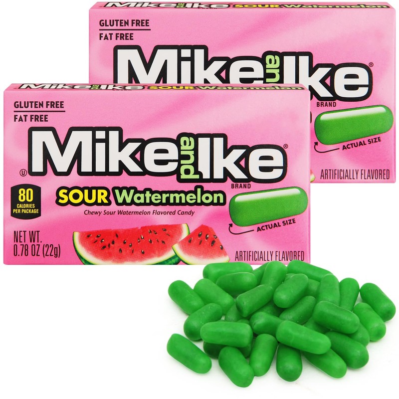 Mike and Ike Sour Watermelon Candy, 2 Pack of Candy