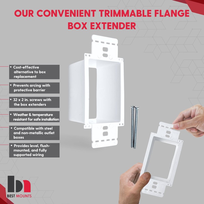 BestMounts - Electrical Power Outlet Box Extender Kit – Single
