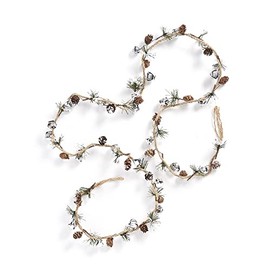 Giftcraft 681369 Christmas Pine Cone and Bell Garland, 1 inch, Plastic, Wire and Jute
