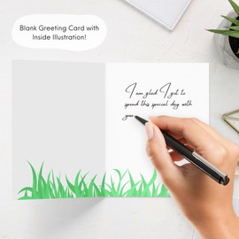 Cute Thank You Card, Thank U Greeting Note Card for Business, Teacher, Wedding, Birthday, Baby Shower, Blank Inside (Moo-chas Grass-ias)