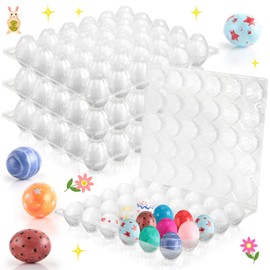 Menkxi 120 Pcs Plastic Easter Eggs with Clear Cartons for Crafts DIY Fake Paintable for Kids Adults Easter Gift, 30 Pieces Per Carton