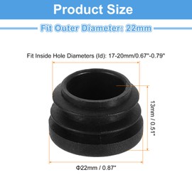 sourcing map 38 Pcs Round Plastic Plug, Black Tubing End Cap Plugs, 22mm(0.87 Inch) Furniture Leg Pipe Insert, Glide Protection for Chair, Sofa, Table, Shelf