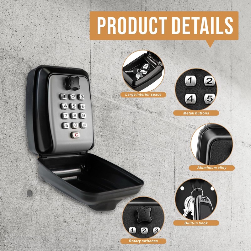 Lylxienty Key Safe Wall Mounted Outside, Key Safe Box Outdoor