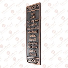 Adonai Hardware "Blessings" Brass Push Plate - Antique Copper