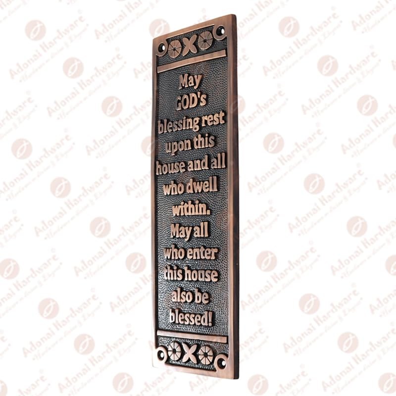 Adonai Hardware "Blessings" Brass Push Plate - Antique Copper