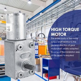 Akozon Gear Motor Reversible High Torque Turbo Worm Gear DC Motor DC 12V Metal Speed Reduction Electric Motor 5/6/20/40/62 (rpm) (6RPM)